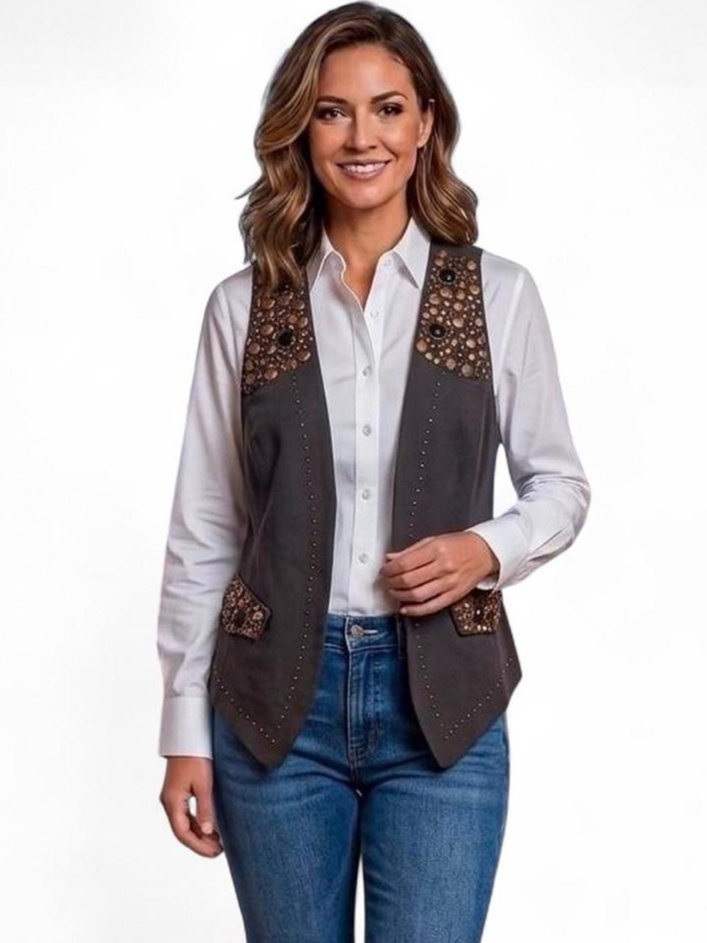 Mustard Seed vintage studded embellished boho vest